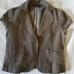 BCBG Max Azria brown tweed cap sleeve jacket